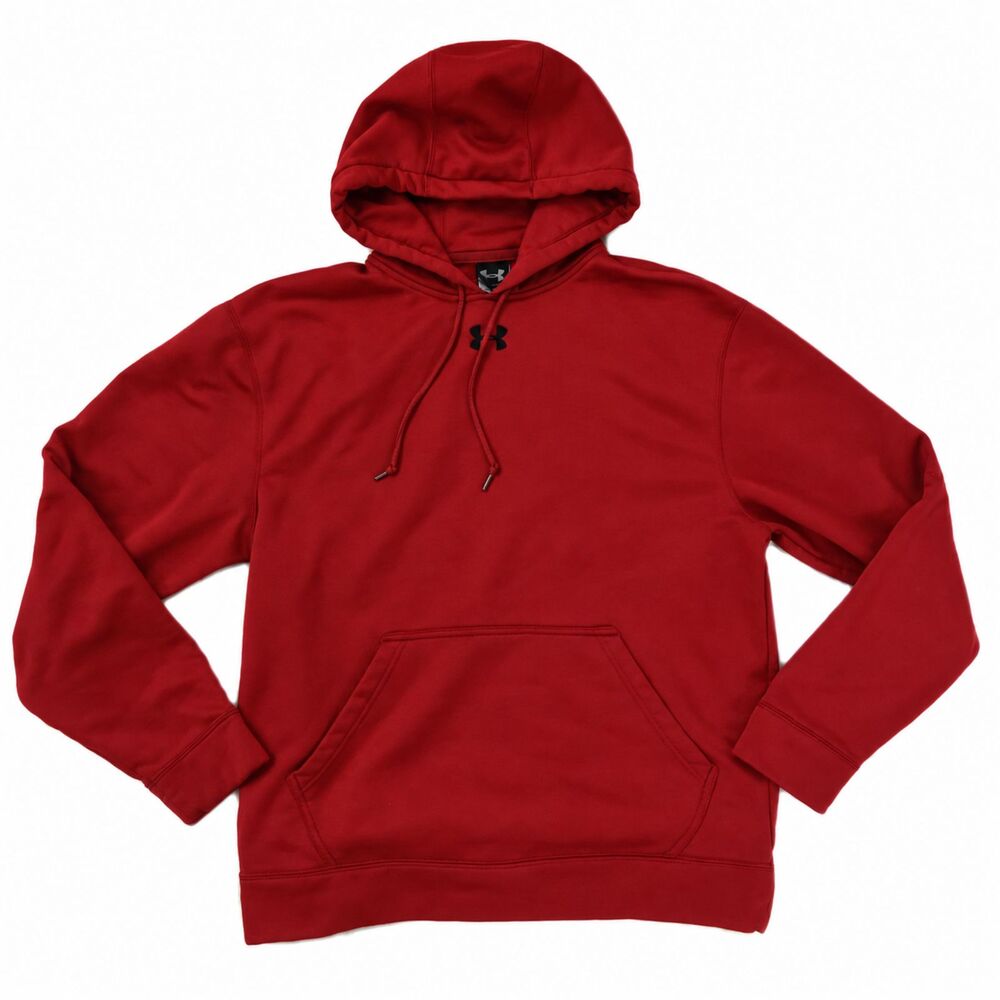 Under Armour Men's Medium Red Pullover Hoodie Sweatshirt Kangaroo Pocket Logo